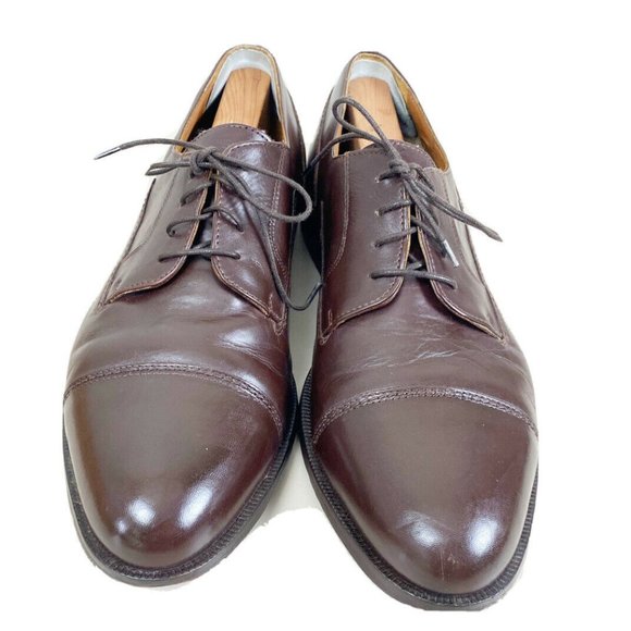 Bostonian Mens Size 13 M First Flex Cap Toe Oxford Dark Brown Leather Italy GUC